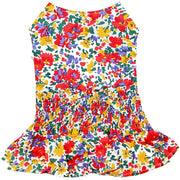 Parisian Pet 'Floral Artsy Dress' Dog & Cat Shirt – Stylish and Comfortable Designer Dog Clothing - Red, Yellow, Blue, White-Valentine's Day