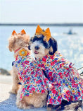 Load image into Gallery viewer, Parisian Pet 'Floral Artsy Dress' Dog & Cat Shirt – Stylish and Comfortable Designer Dog Clothing - Red, Yellow, Blue, White-Valentine's Day
