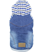 Parisian Pet 'Denim Striped' Hoodie, Blue for Dogs & Cats – Soft, Stylish Pet Apparel