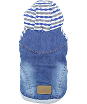 Parisian Pet 'Denim Striped' Hoodie, Blue for Dogs & Cats – Soft, Stylish Pet Apparel
