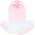 Load image into Gallery viewer, Parisian Pet 'Ballerina Dress' Dog & Cat Shirt – Unique Floral Pet Dress, Perfect for Summer - Pink and White Stripes-Valentine's Day

