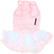 Parisian Pet 'Ballerina Dress' Dog & Cat Shirt – Unique Floral Pet Dress, Perfect for Summer - Pink and White Stripes-Valentine's Day