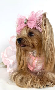 Parisian Pet 'Ballerina Dress' Dog & Cat Shirt – Unique Floral Pet Dress, Perfect for Summer - Pink and White Stripes-Valentine's Day