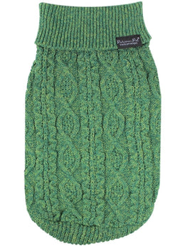 Parisian Pet 'Cable Knit Sweater' - Warm & Stylish Pet Sweater in Green for Dogs & Cats