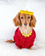 Parisian Pet 'Cable Knit Sweater' - Warm & Stylish Pet Sweater in Red for Dogs & Cats-Valentine's Day
