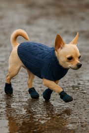 Parisian Pet 'Cable Knit Sweater' - Warm & Stylish Pet Sweater in Navy Blue for Dogs & Cats