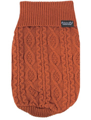 Parisian Pet 'Cable Knit Sweater' - Warm & Stylish Pet Sweater in Terracotta for Dogs & Cats