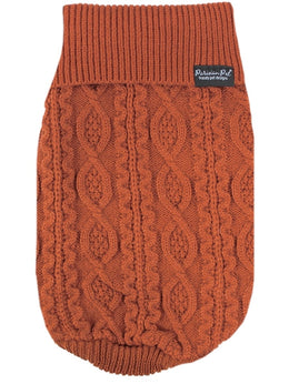 Parisian Pet 'Cable Knit Sweater' - Warm & Stylish Pet Sweater in Terracotta for Dogs & Cats