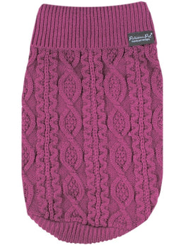Parisian Pet 'Cable Knit Sweater' - Warm & Stylish Pet Sweater in Raspberry for Dogs & Cats-Valentine's Day