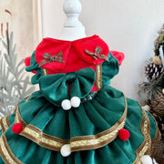 Designer Handmade Green Christmas Tree Dog Dress