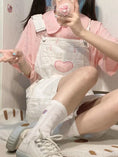 Load image into Gallery viewer, Pink Shirt and White Overalls Oufit 
