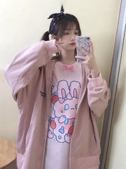 Pink Strawberry Bunny Harajuku T-Shirt 