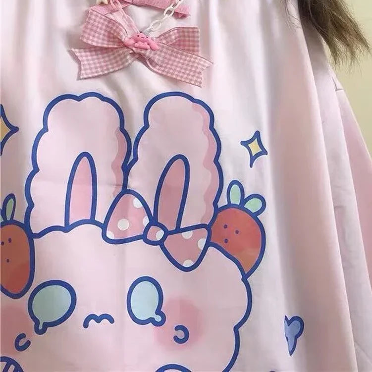 Pink Strawberry Bunny Harajuku T-Shirt 