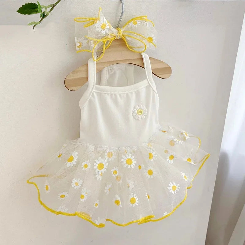 White Daisy Dog Dress