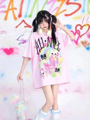 KOSAHIKI Pink Harajuku Graphic T-shirt 