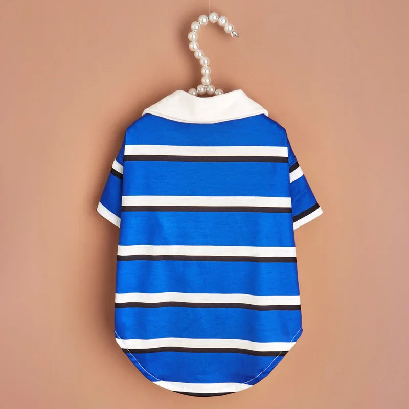 Blue Striped Polo Dog Shirt - Southlake Paws
