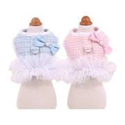 Pastel Pink or Blue Tweed Dog Tutu Harness & Leash Set