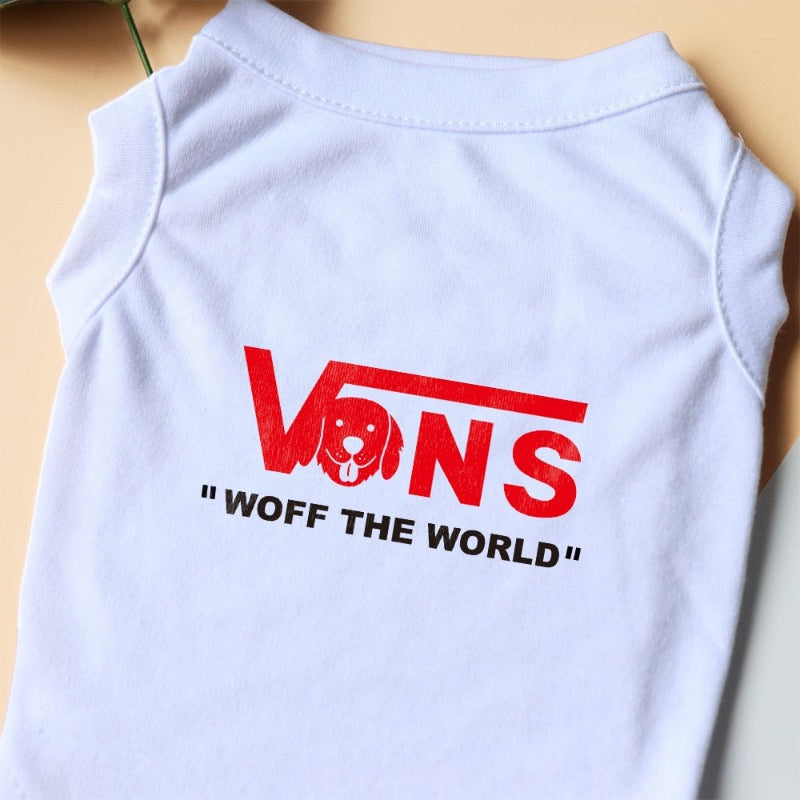Vans-inspired “Woff The World" Dog T-Shirt - Southlake Paws