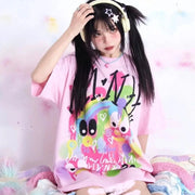 KOSAHIKI Pink Harajuku Graphic T-shirt 