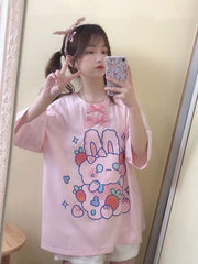 Pink Strawberry Bunny Harajuku T-Shirt 