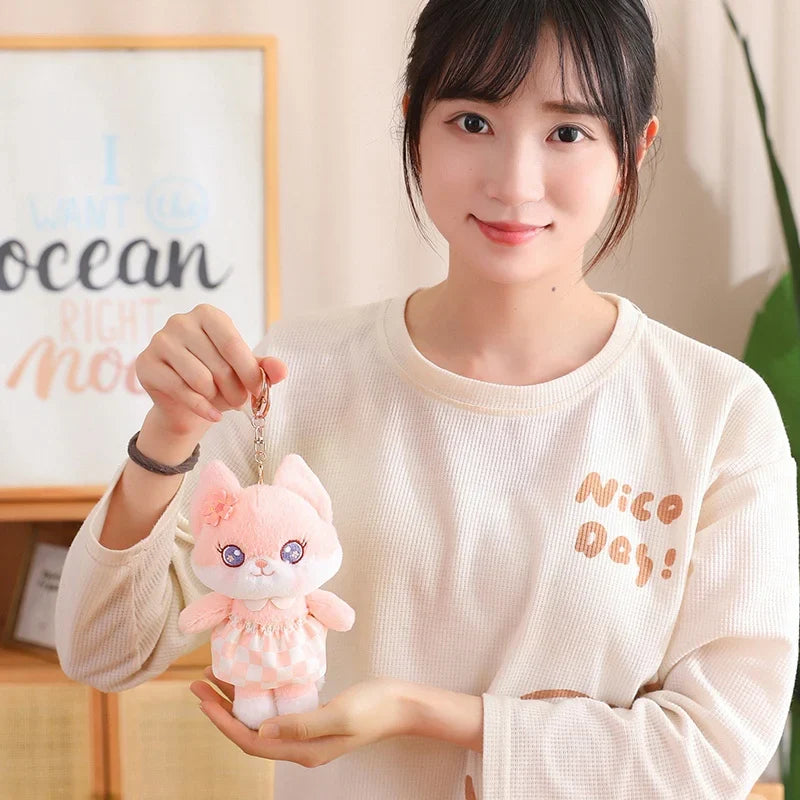 Cherry Blossom Fox Plushie Keychains 