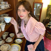 Gingham Peter Pan Collar Shirt 