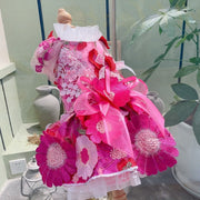 Designer Handmade Hot Pink Daisy Dog Party Dress