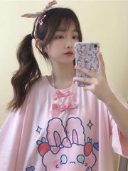 Pink Strawberry Bunny Harajuku T-Shirt 