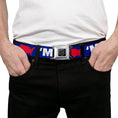 Load image into Gallery viewer, BD Wings Logo CLOSE-UP Full Color Black Silver Seatbelt Belt - 'MERICA/USA Silhouette Blue/White/Red Webbing
