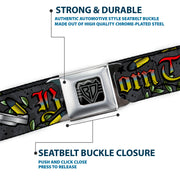 BD Wings Logo CLOSE-UP Full Color Black Silver Seatbelt Belt - Born to Raise Hell Gray Webbing