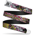 Load image into Gallery viewer, BD Wings Logo CLOSE-UP Full Color Black Silver Seatbelt Belt - Born to Raise Hell Pink Webbing
