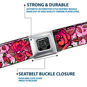 BD Wings Logo CLOSE-UP Full Color Black Silver Seatbelt Belt - Born to Blossom CLOSE-UP White Webbing