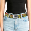 Load image into Gallery viewer, BD Wings Logo CLOSE-UP Full Color Black Silver Seatbelt Belt - Born to Raise Hell Yellow Webbing
