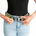 Load image into Gallery viewer, BD Wings Logo CLOSE-UP Full Color Black Silver Seatbelt Belt - Born to Raise Hell Yellow Webbing
