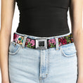 Load image into Gallery viewer, BD Wings Logo CLOSE-UP Full Color Black Silver Seatbelt Belt - Death Before Dishonor Pink Webbing
