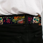 BD Wings Logo CLOSE-UP Full Color Black Silver Seatbelt Belt - Death Before Dishonor CLOSE-UP Black Webbing