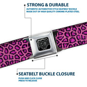 BD Wings Logo CLOSE-UP Full Color Black Silver Seatbelt Belt - Leopard Pink Fuchsia Webbing