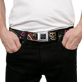 Load image into Gallery viewer, BD Wings Logo CLOSE-UP Full Color Black Silver Seatbelt Belt - Live Hard Die Young CLOSE-UP Black Webbing
