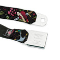 Load image into Gallery viewer, BD Wings Logo CLOSE-UP Full Color Black Silver Seatbelt Belt - Live Hard Die Young CLOSE-UP Black Webbing
