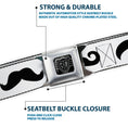 Load image into Gallery viewer, BD Wings Logo CLOSE-UP Full Color Black Silver Seatbelt Belt - Mustaches Straight White/Black Webbing
