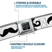 BD Wings Logo CLOSE-UP Full Color Black Silver Seatbelt Belt - Mustaches Straight White/Black Webbing