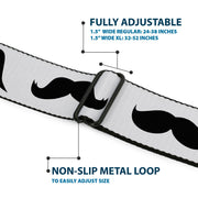 BD Wings Logo CLOSE-UP Full Color Black Silver Seatbelt Belt - Mustaches Straight White/Black Webbing
