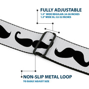 BD Wings Logo CLOSE-UP Full Color Black Silver Seatbelt Belt - Mustache Trio White/Black Webbing