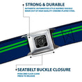 Load image into Gallery viewer, BD Wings Logo CLOSE-UP Full Color Black Silver Seatbelt Belt - Racing Stripe Navy/Bright Green Webbing
