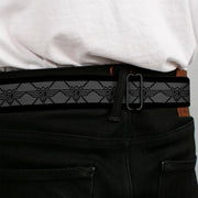 BD Wings Logo CLOSE-UP Full Color Black Silver Seatbelt Belt - BD Monogram2 Gray/Black Webbing