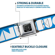 BD Wings Logo CLOSE-UP Full Color Black Silver Seatbelt Belt - BUCKLE-DOWN Shapes Turquoise/White Webbing