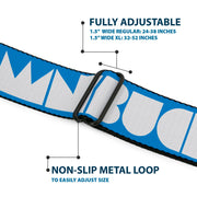 BD Wings Logo CLOSE-UP Full Color Black Silver Seatbelt Belt - BUCKLE-DOWN Shapes Turquoise/White Webbing