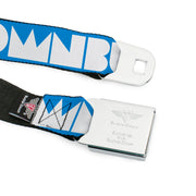 BD Wings Logo CLOSE-UP Full Color Black Silver Seatbelt Belt - BUCKLE-DOWN Shapes Turquoise/White Webbing