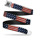 Load image into Gallery viewer, BD Wings Logo CLOSE-UP Full Color Black Silver Seatbelt Belt - Stars & Stripes Painting Webbing
