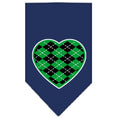 Load image into Gallery viewer, Pet and Dog Bandana Screen Printed, "Green Argyle Heart"
